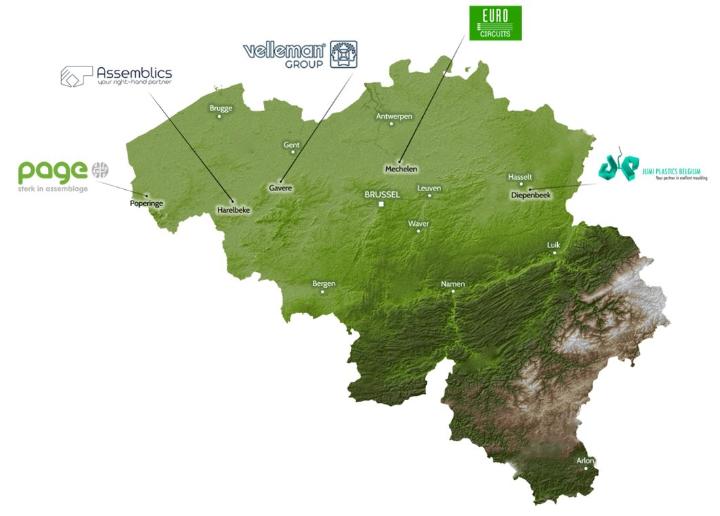 Map of Belgium with Velbus partners